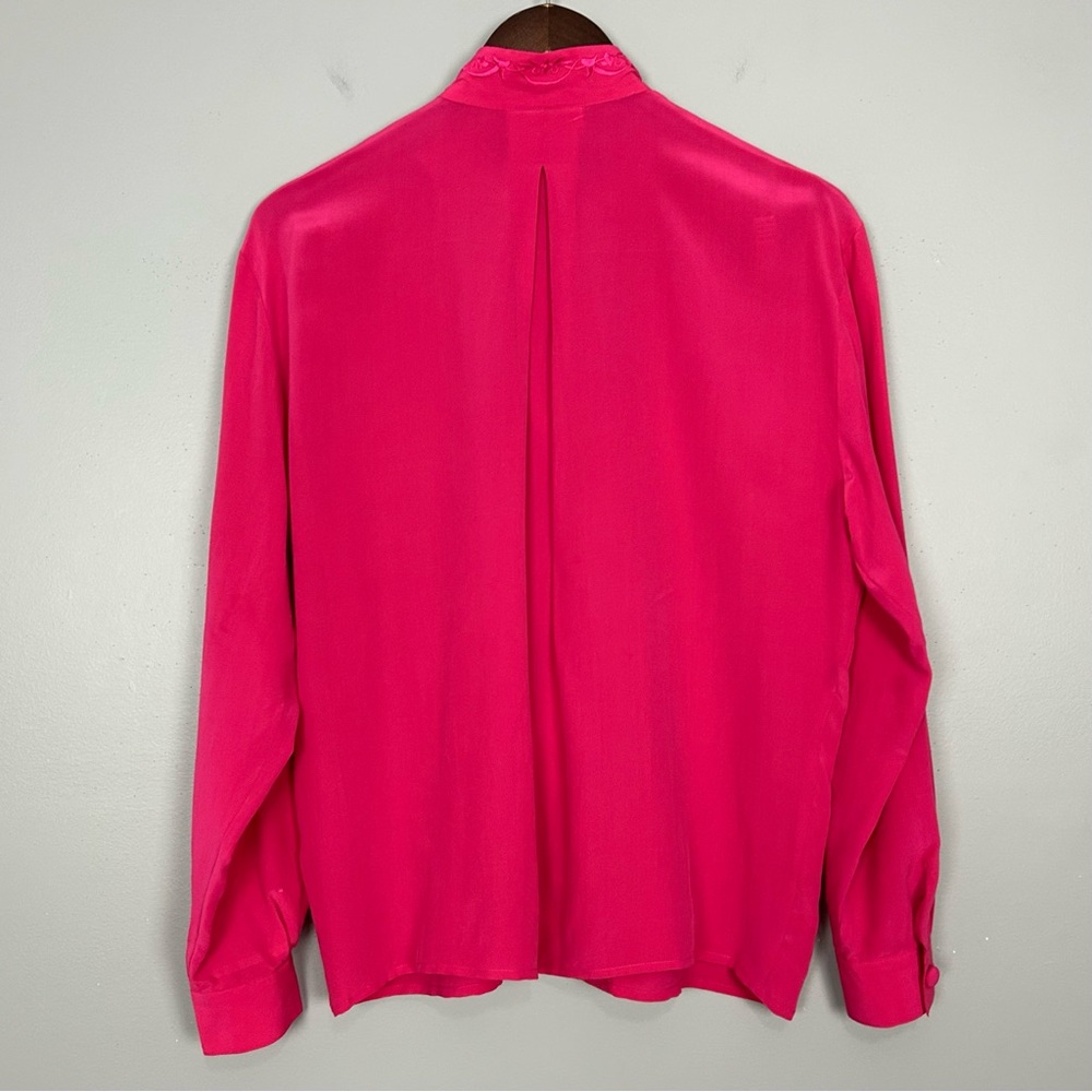 Vintage Embroidered Silk Shirt Women’s Size 8 Button Front 80’s Elegant Luxury - Picture 4 of 6